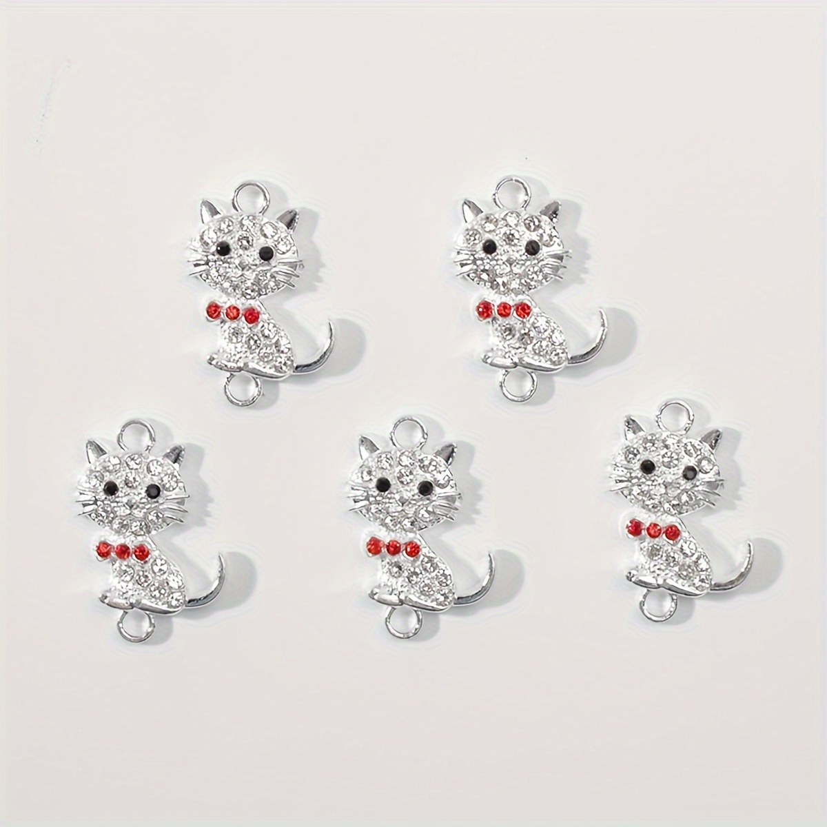 

5pcs Cute Kitten Alloy Pendants For Earrings Bracelet Jewelry Making Accessories