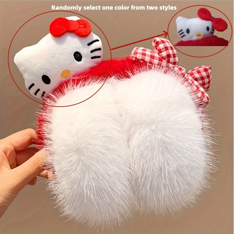 new red womens plush earmuffs comfortable - Temu display picture 3