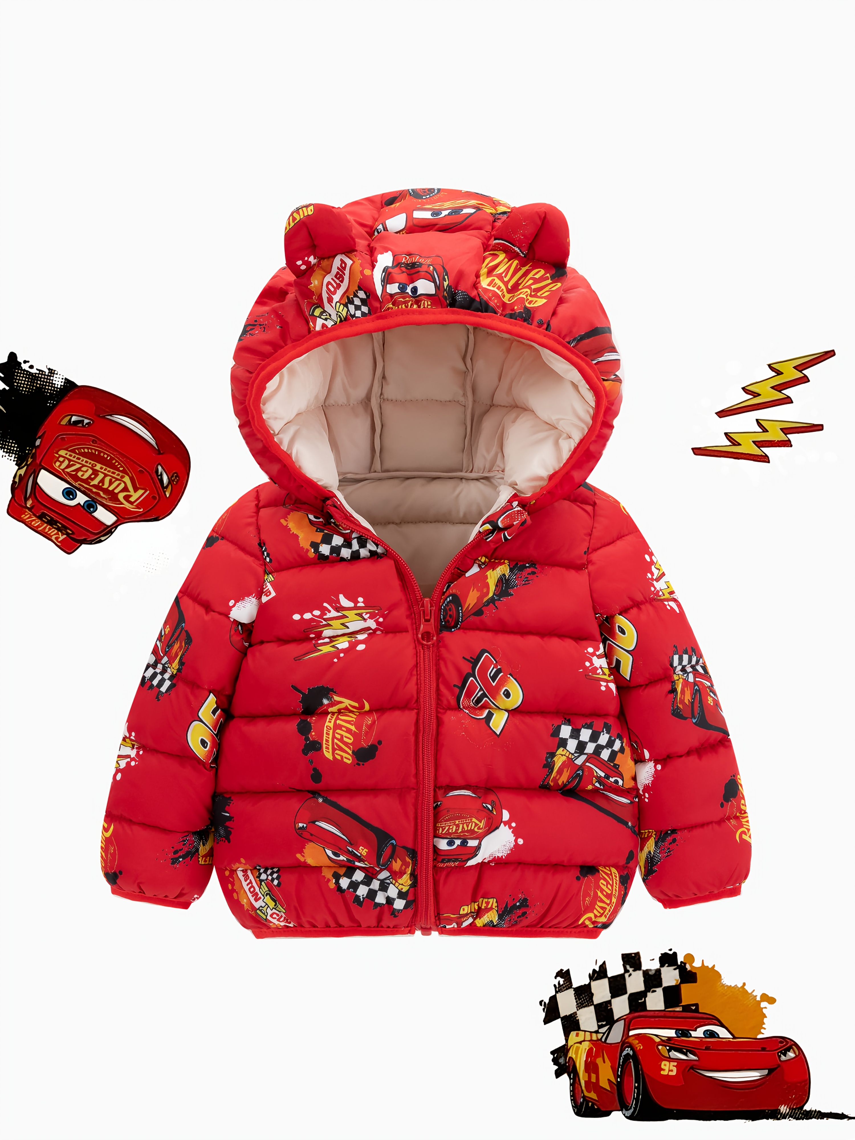 kids lightning cars printed winter jacket Temu Bahrain