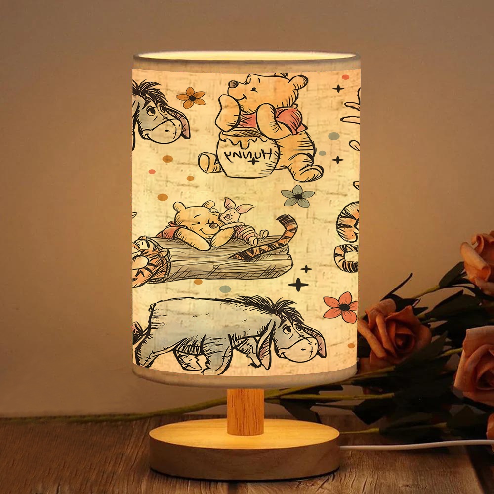     cartoon wooden base table lamp with linen shade usb powered suitable for bedroom and living room decor perfect gift for   Product details 7