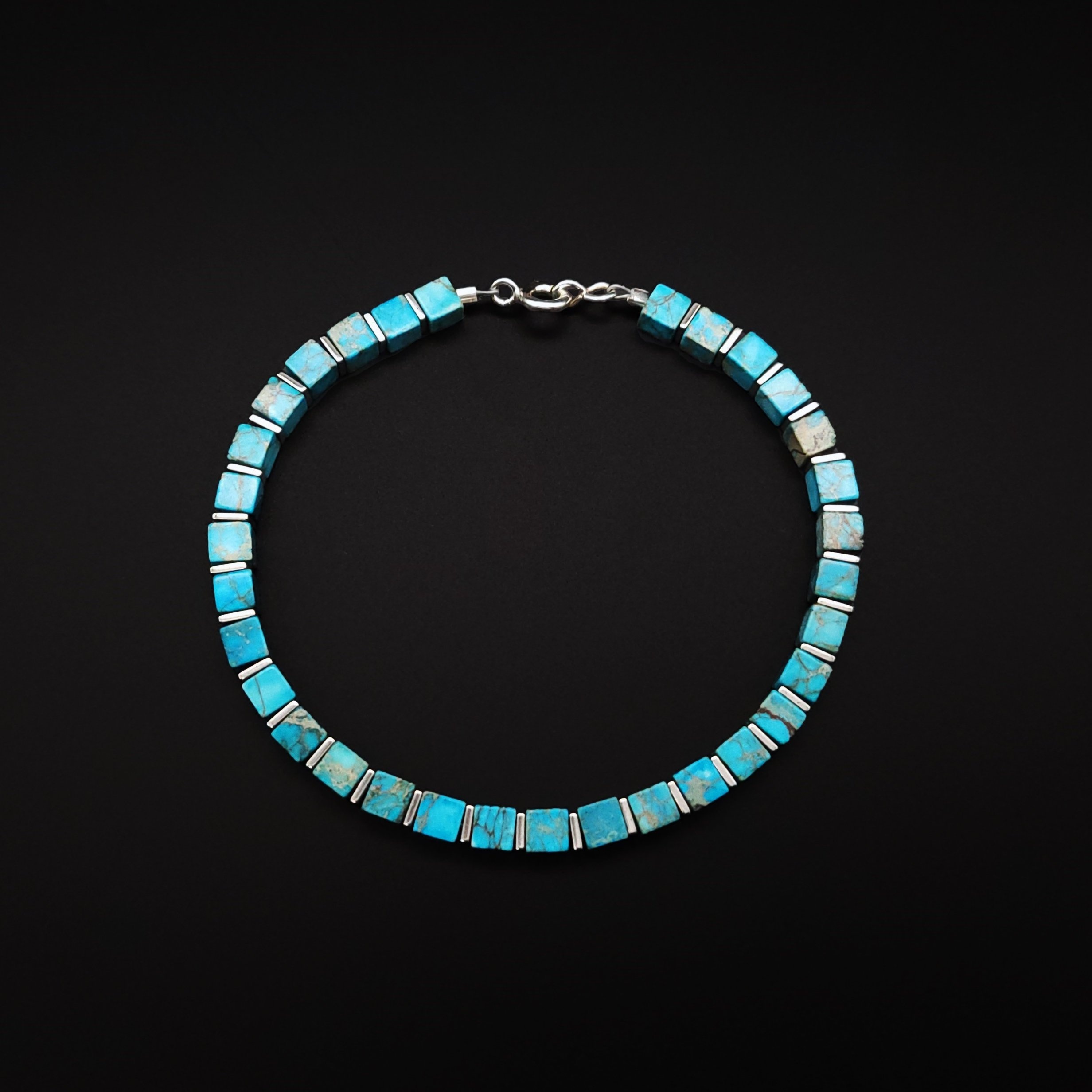 Vintage Style Natural Turquoise Beaded Bracelet for Men