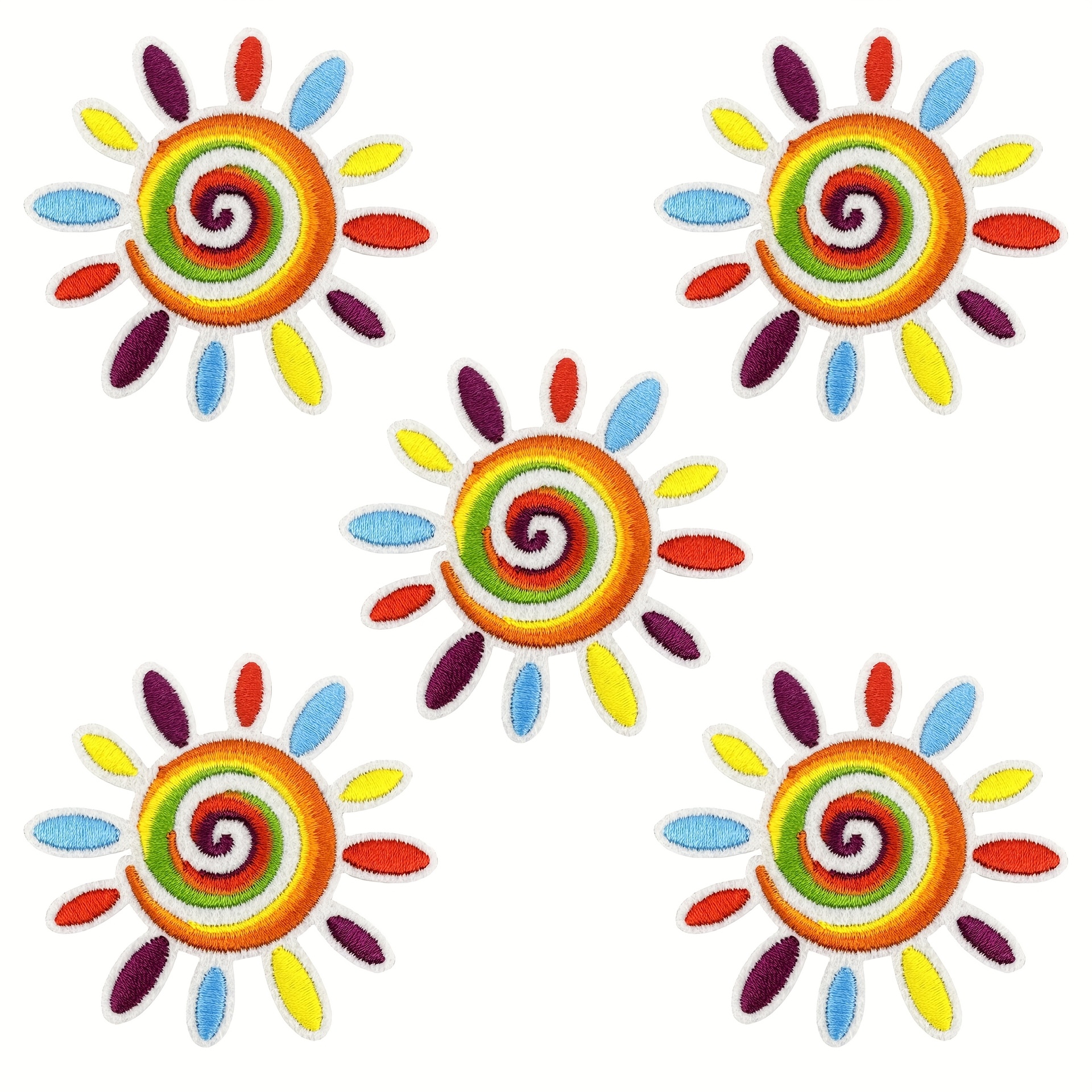 Image of 5/10pcs Colorful Sun Embroidered Cloth Stickers Clothes, Shoes, Hats, Bags Embroidered Patch Stickers Ironing Or Sewing Diy Decorative Cloth Stickers