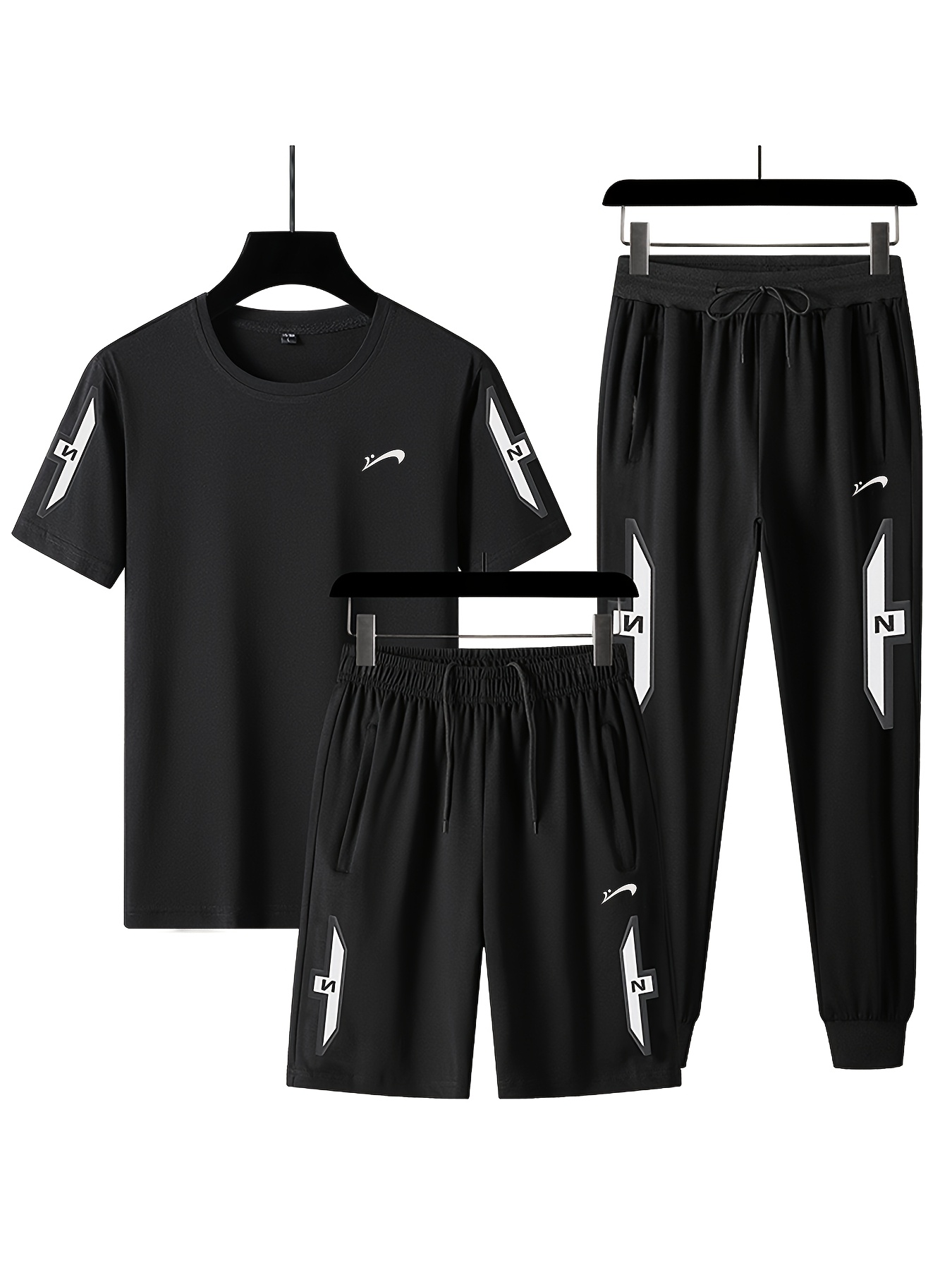 Guiren Bird Men'S Casual Sports Outfit Set Includes a Short-Sleeve T-Shirt And Long Or Short Pants, Made of Pure Cotton for Summer in Large Sizes.