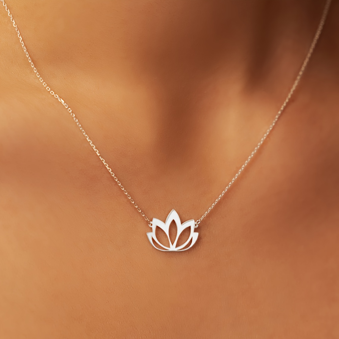 TEMU Stainless Steel Lotus Unalome Necklace Yoga Necklace For Women Breathe Meditation Amulet Pendant Jewelry Birthday Gifts
