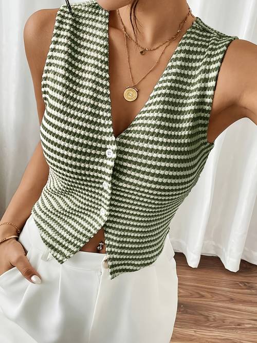 womens striped fit vest