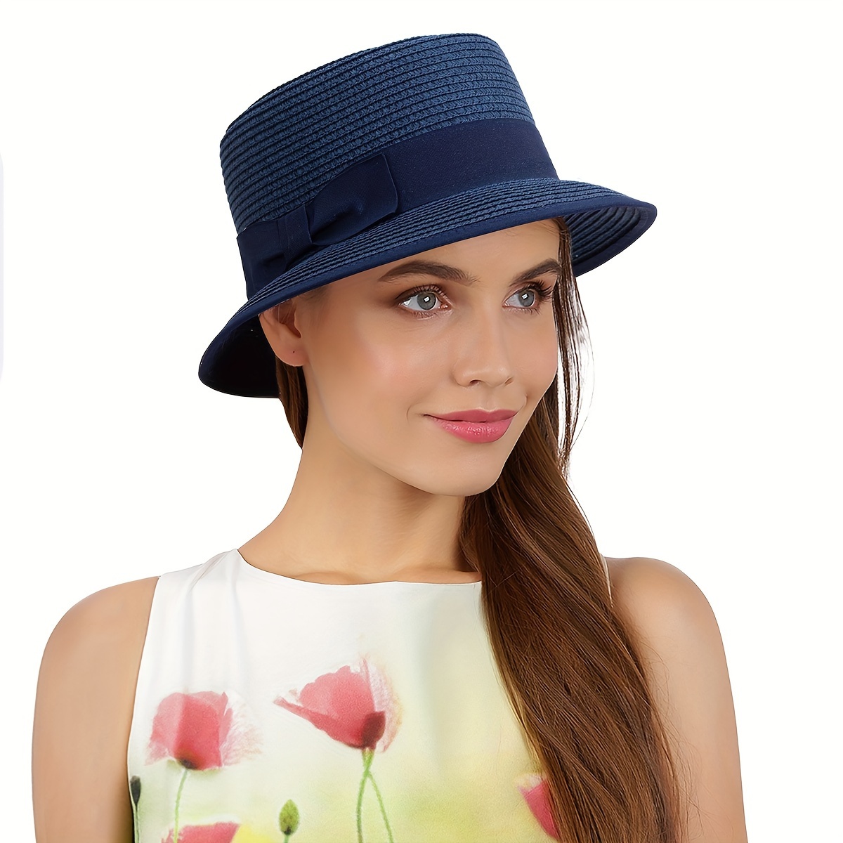 

Unisex Short Brim Straw Hat With Bow Ribbon, Lightweight Breathable Sun Hat For Spring Summer, Ideal For Travel And Beach Holidays (includes Hat Stand And Protective Wrap)