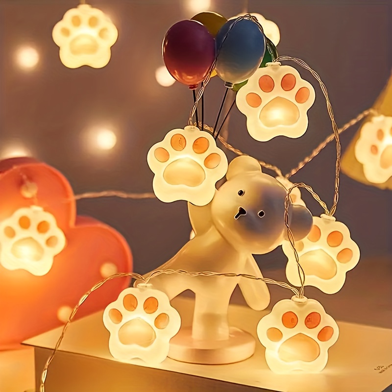 TEMU 1pc Led Cute Orange Animal Paw Light String, For Birthdays, Christmas, Autumn And Summer Parties - Durable Plastic Wall And Home Decor, Holiday