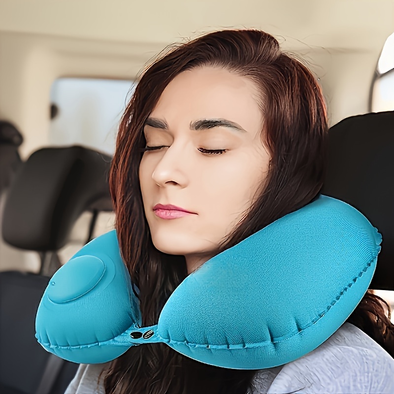 

Ultra- Inflatable Neck Pillow - Automatic Cervical Support, Portable, Washable, Multi-position, Snap Closure - Travel, Home, Office, Car, And