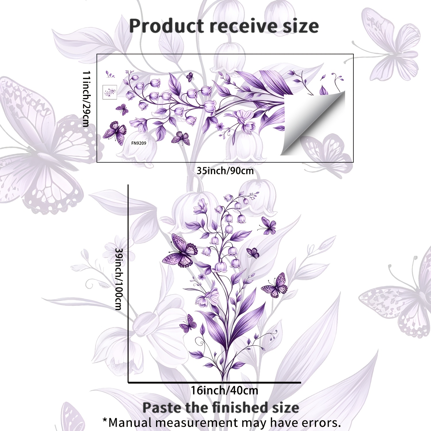 Image of 1pc Purple Floral Wall Sticker Removable Flower Decor Peel And Stick Mural Wall Decals For Living Room Bedroom Doorway Sofa Tv Background Wall Home Decoration