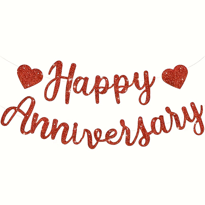 Image of Golden Happy Anniversary Banner - Golden Glitter Happy Anniversary Banner - Golden Glitter Happy Anniversary Garland, Golden Happy Anniversary Sign For Anniversary Wedding Party Decorations And Decor