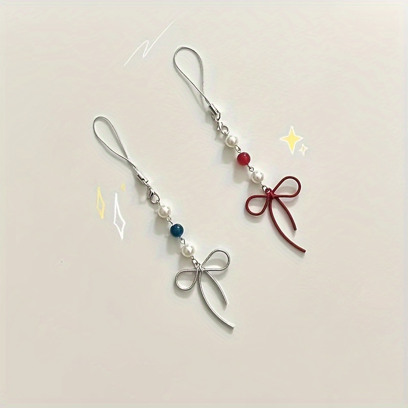 

Chic Bow & Star Keychain - Acrylic Phone Charm, Short Earphone Lanyard Accessory