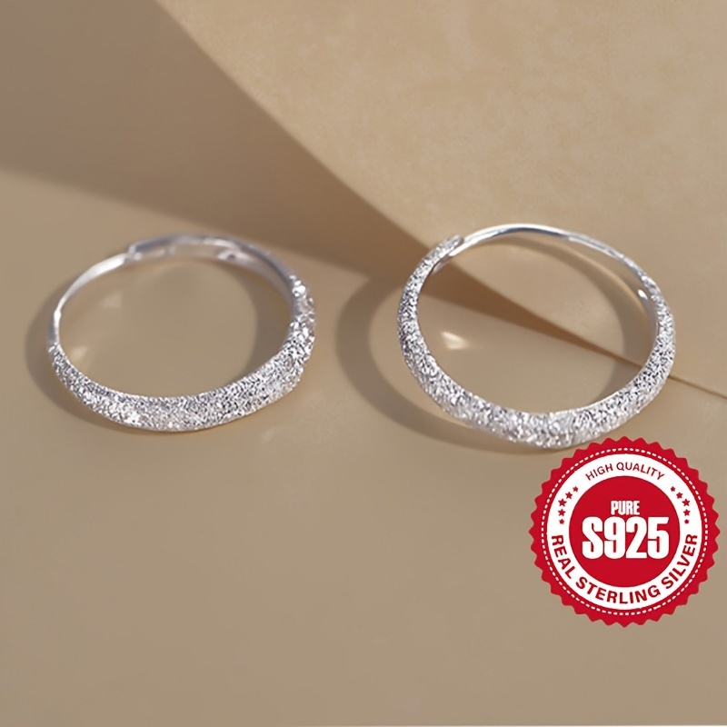 

S925 Sterling Silver Hoop Earrings, Starry River Shiny Glitter Hoop Earrings Frosted Shiny Hoop Earrings Valentine's Day Mother's Day Jewelry Gifts 2.7g/0.1oz