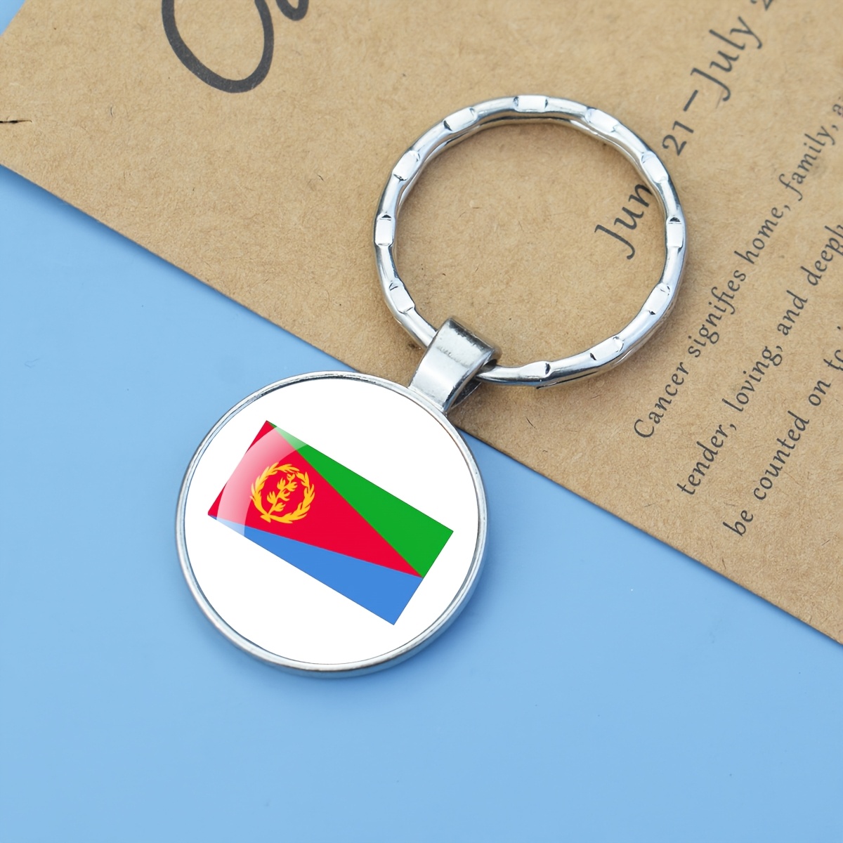 TEMU Porte-clés drapeau de l'Érythrée 1 pièce, national, cadeau pour homme, pendentif pour clés de voiture, accessoire, , chaîne de clés décorative