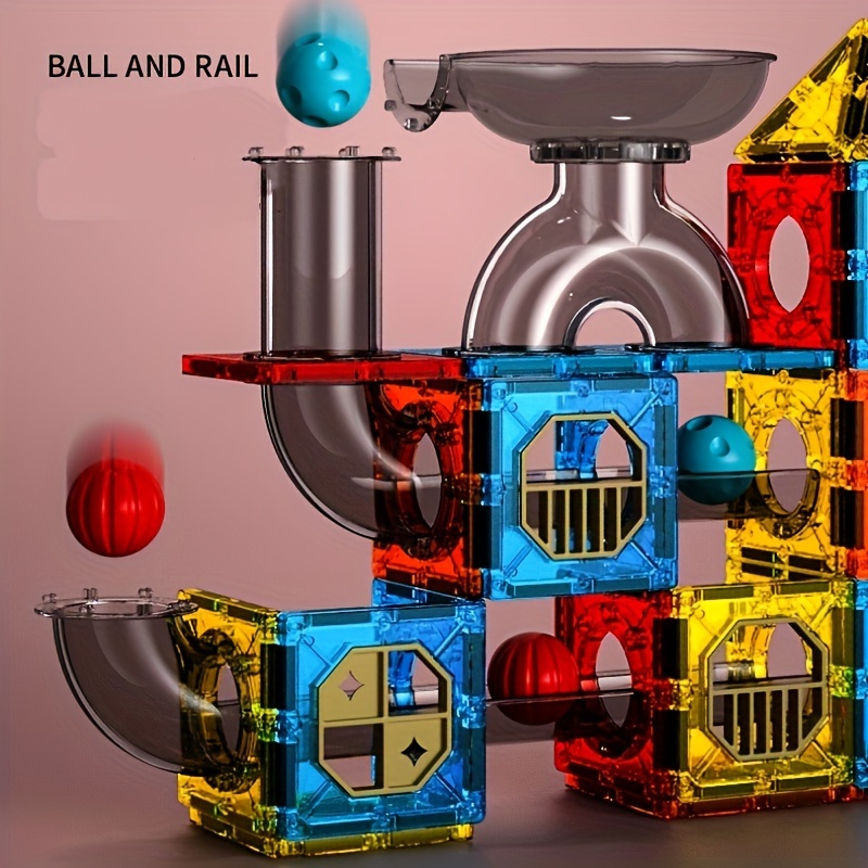 182pcs Track Magnetic Building Block Set Made Of ABS Safety Material Transparent Magnetic Building Blocks Suitable For Children Aged 3-8 Sensory Education Toys For Children Birthday Christmas Gifts