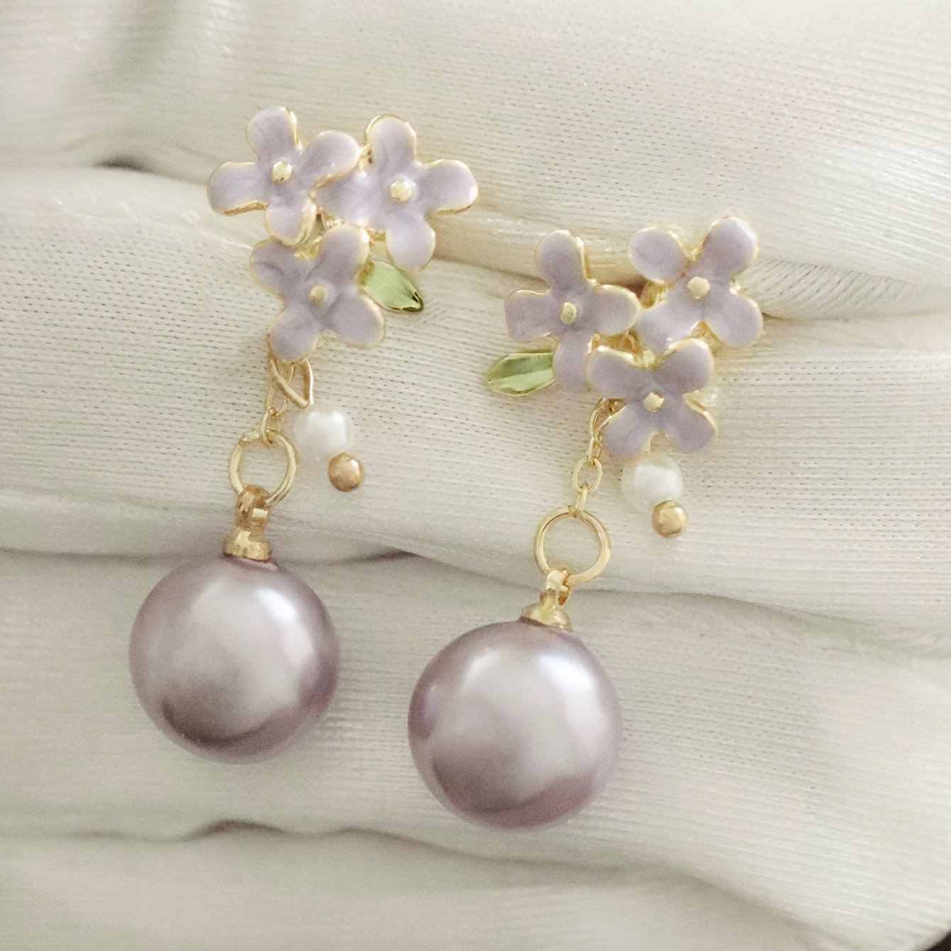Stylish Enamel Floral Drop Earrings for Women