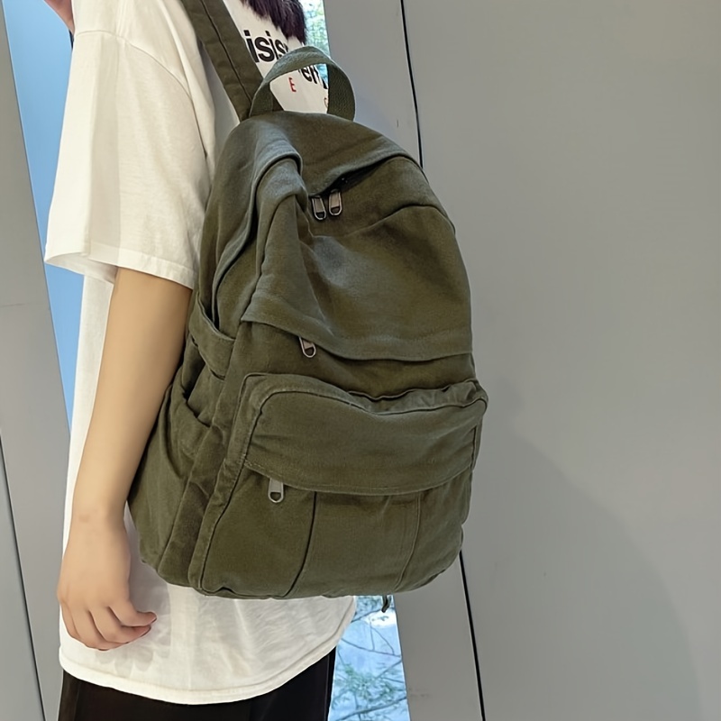 TEMU Vintage- - Backpack For , With Lightweight , Hand , Closure, Adjustable Straps, With Sewing Thread , Suitable 15+