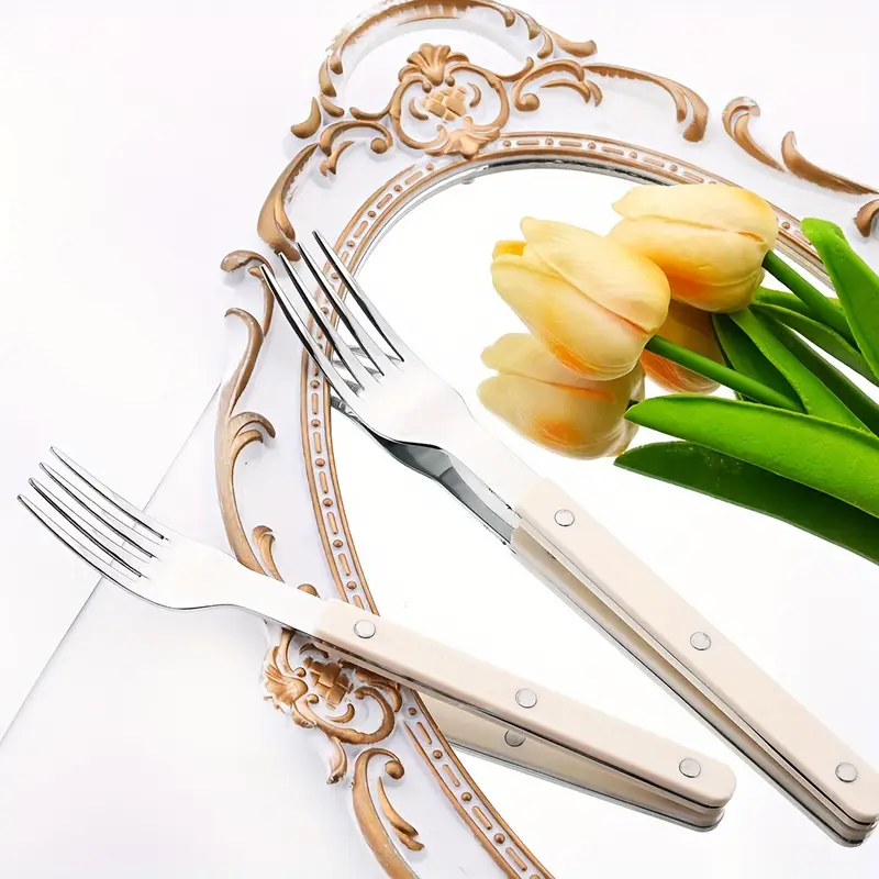 12 16pcs tableware set main knife tea spoon acrylic plastic handle tableware stainless steel set suitable for kitchen and home use best for christmas thanksgiving Product details 4