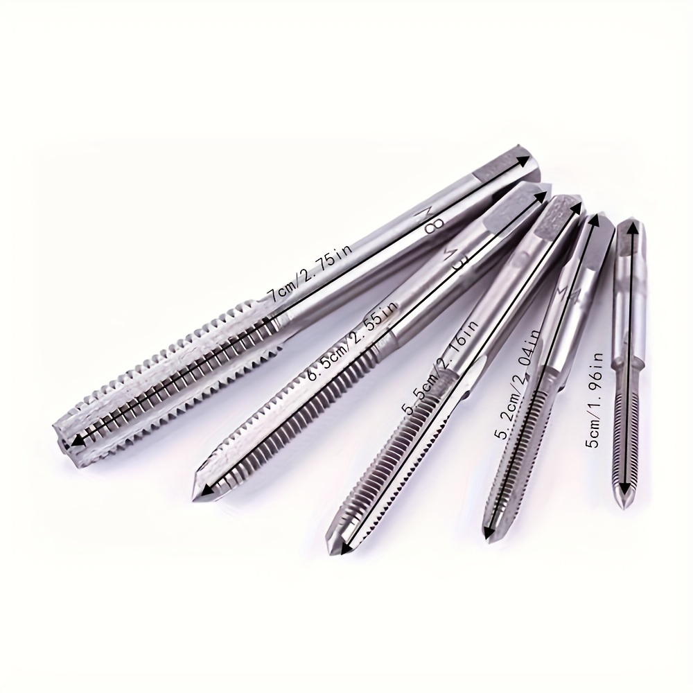 TEMU Set Of 5pcs M3-m8 3mm-8mm Mechanical Tap For Metal Manufacturing - Stainless Steel