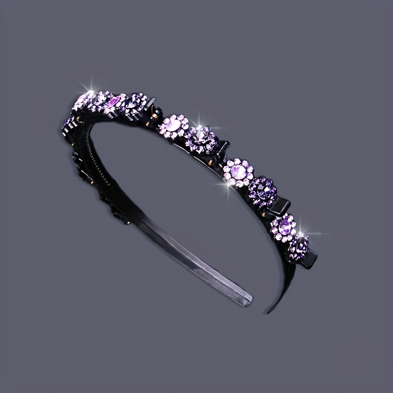 Elegant Black and Purple Gemstone Headband Dark Purple Headband Crystal Rhinestone Gemstone  main image 4