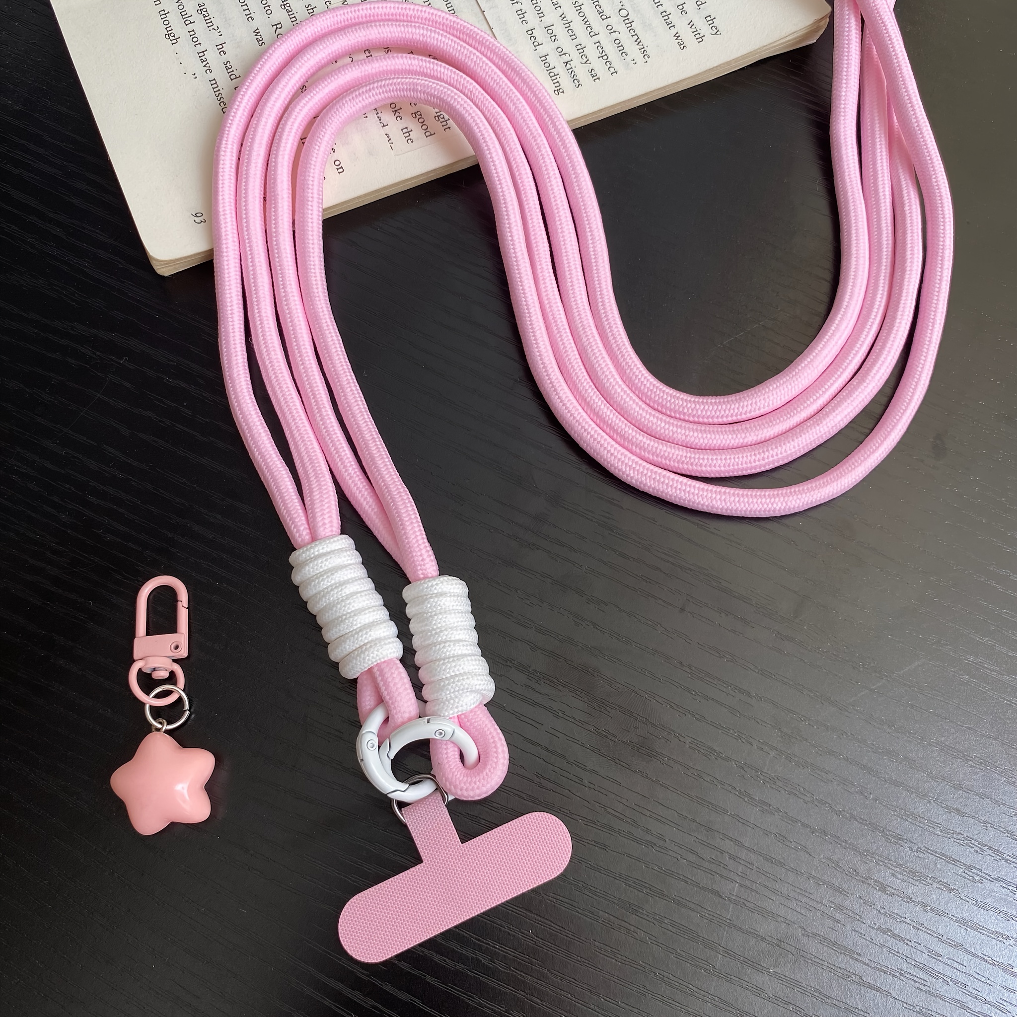 TEMU 1pc Star Pendant Body Mobile Phone Lanyard Braided Rope Strong Anti-break Ins Anti-lost Anti-theft Mobile Phone Case Lanyard With Matching Pad
