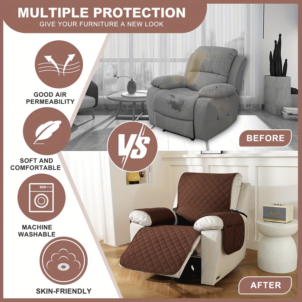 28in 81 54 x 81 29 1pc oversized single waterproof design sofa cover recliner cushion anti sticking easy to clean high   padding soft and comfortable non slip bottom multiple sizes and colours   with all   of home details 2