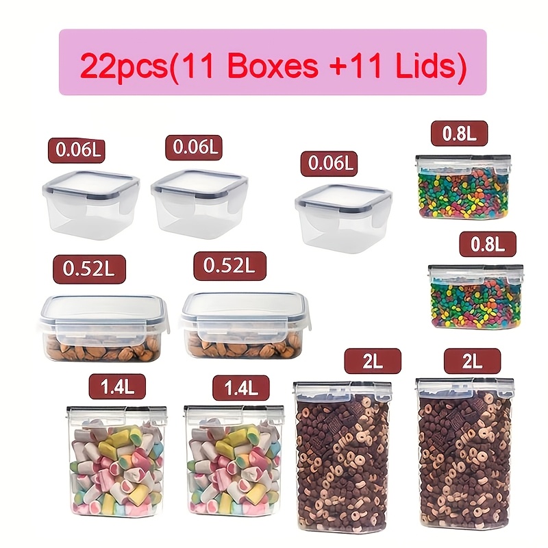 TEMU 22pcs (11 Boxes And 11 Covers) Sealed Refrigerator Food Containers, Fresh-keeping Storage Boxes, Kitchen Food Refrigerator Containers, Suitable