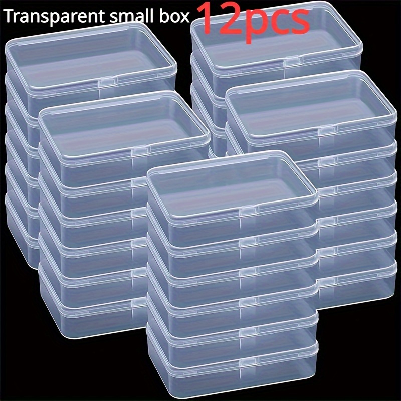 

12pcs Large Clear Plastic Storage Containers With Hinged - Jewelry, Crafts & Small Items - , Easy- Organizer Boxes