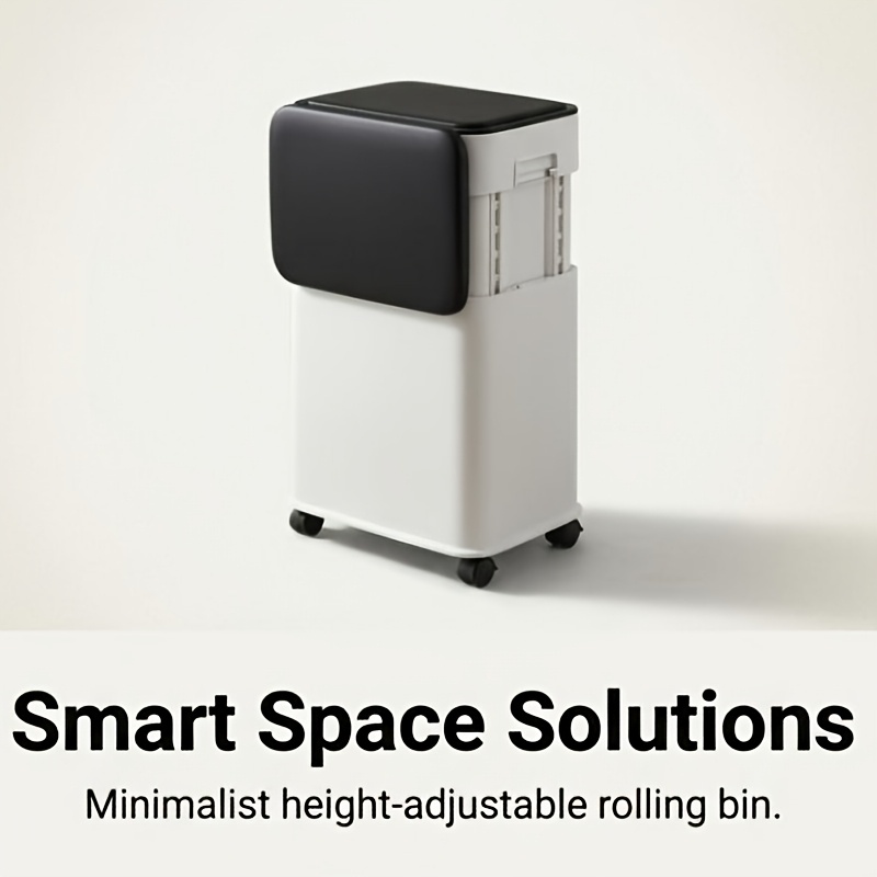 20l/5.3 Gallon Kitchen Trash Can With Lid - Height Adjustable, Lockable Wheels, Removable Inner Bucket - White Plastic Bin For Bathroom Bedroom & Office - Fast Local Eu Delivery