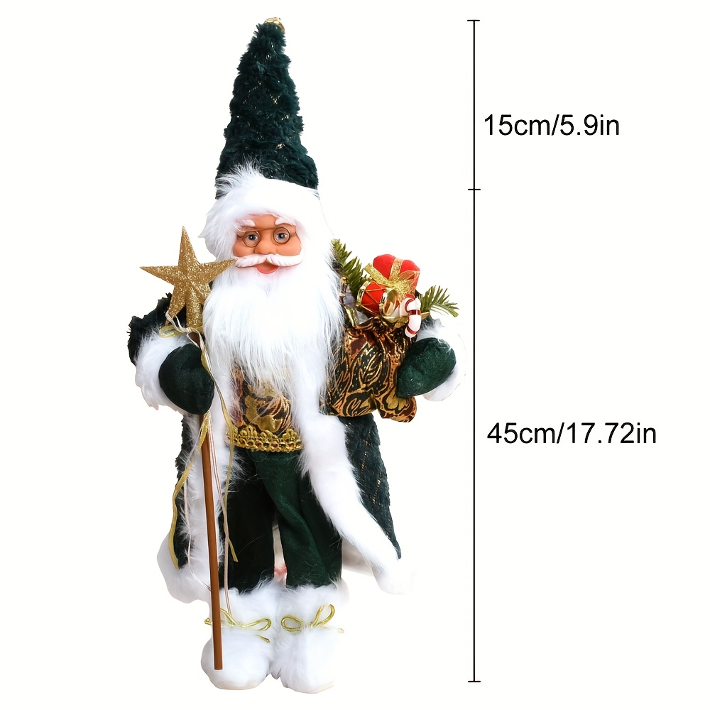 Image of 1pc 30/45cm Green Santa Claus New Year Decoration, Christmas Tree Ornament, Christmas Gift, Window And Fireplace Decorative Prop