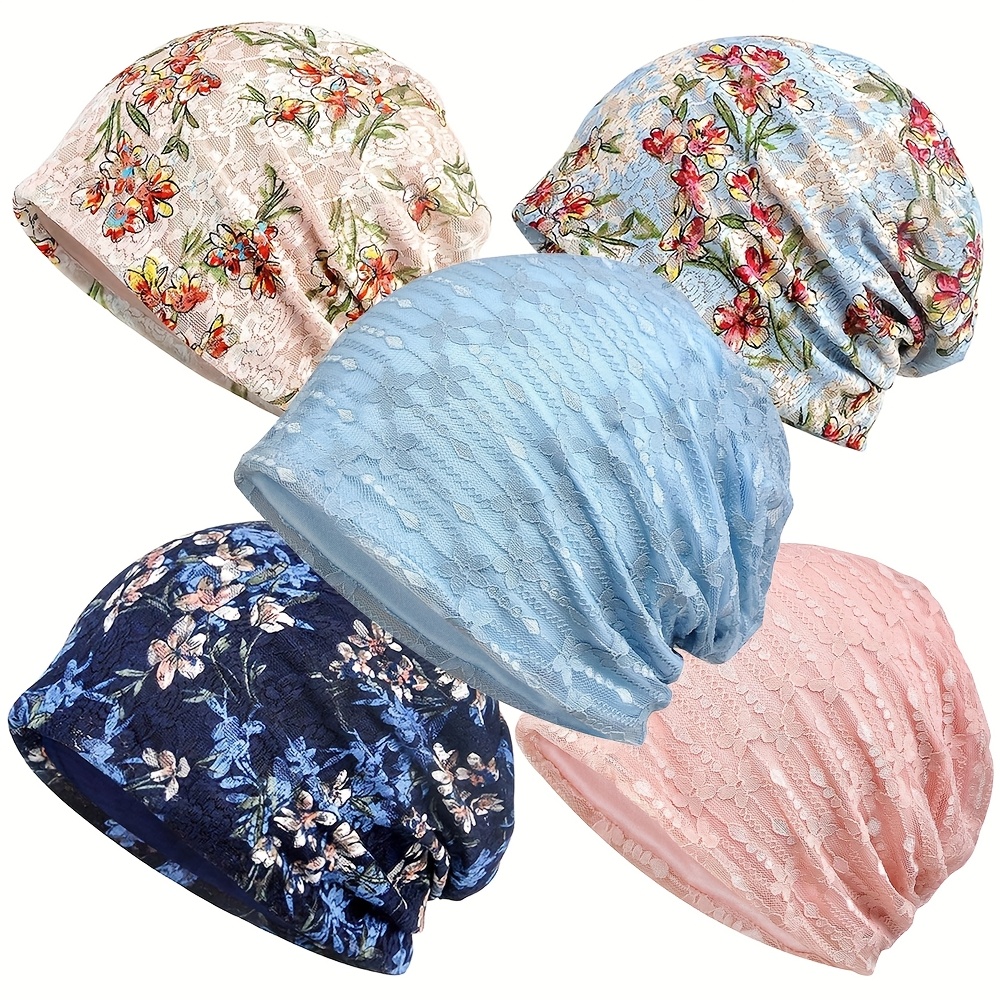 5pcs womens slouchy beanie chemo hat stretch head - Temu Ireland display picture 1
