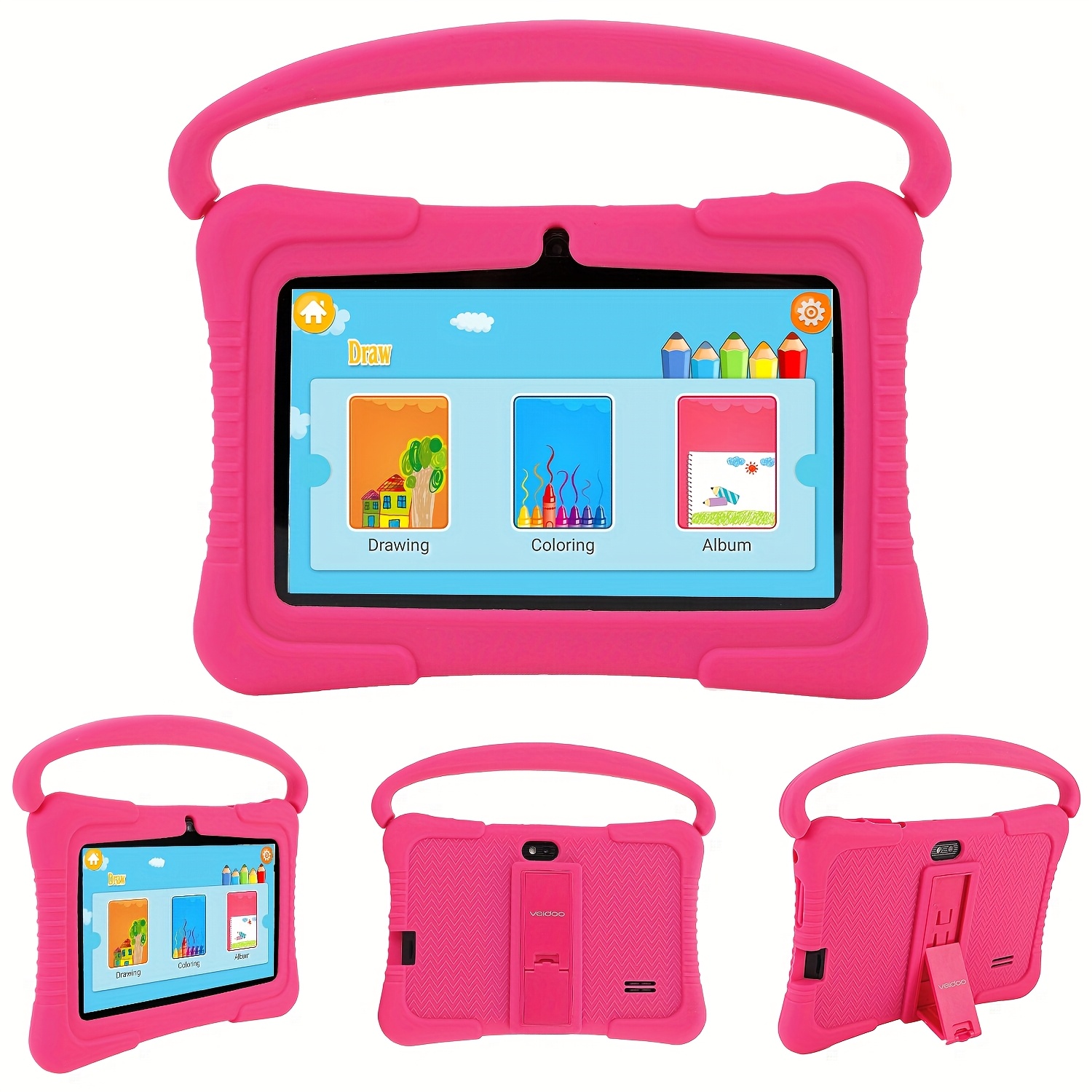 Image of Veidoo 7-inch Tablet, 1gb 16gb Rom, Protection Screen, Wifi, Dual Cameras, Educational Games, Apps, Tablet, With Anti-fall Silicone Case
