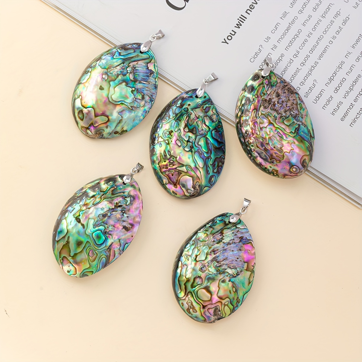 

Abalone Shell Oval Pendant Charm 1pc, Natural Sea Shell Diy Jewelry Making Supply, Unique Non-mainstream Fashion Accessory For Necklace Keychain Crafts