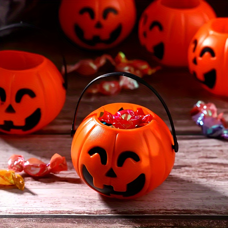 

15pcs, Plastic Jack-o-lantern Candy Buckets With Handles, Themed Candy Dispensers, Festive Party Favors, No Power Required, Home & Kitchen Decor