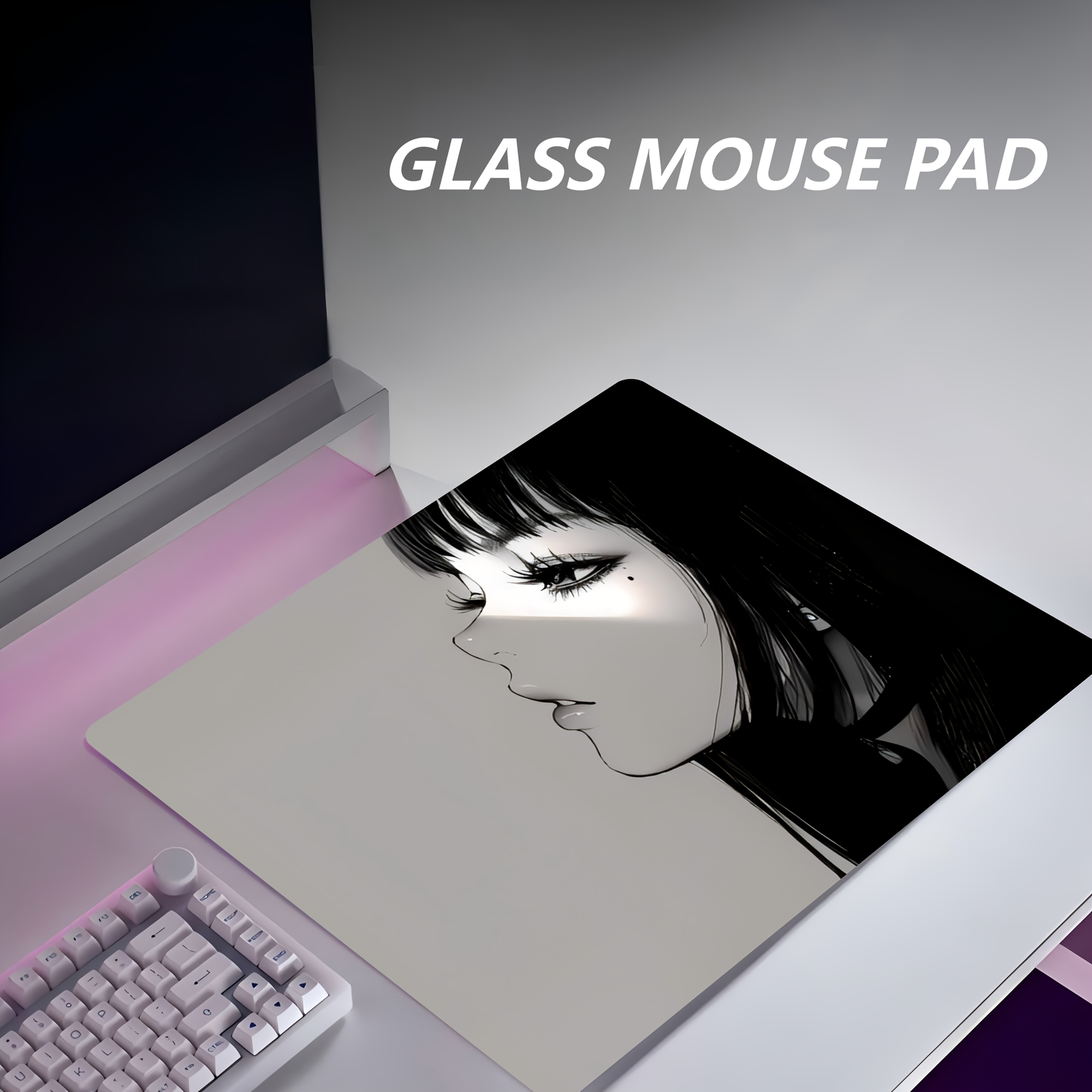 

1pc Premium Tempered Glass Mouse Pad With Anime Art Design - For Fps Gaming & Office Use - Desk Accessory, Perfect Gift For Family & Friends