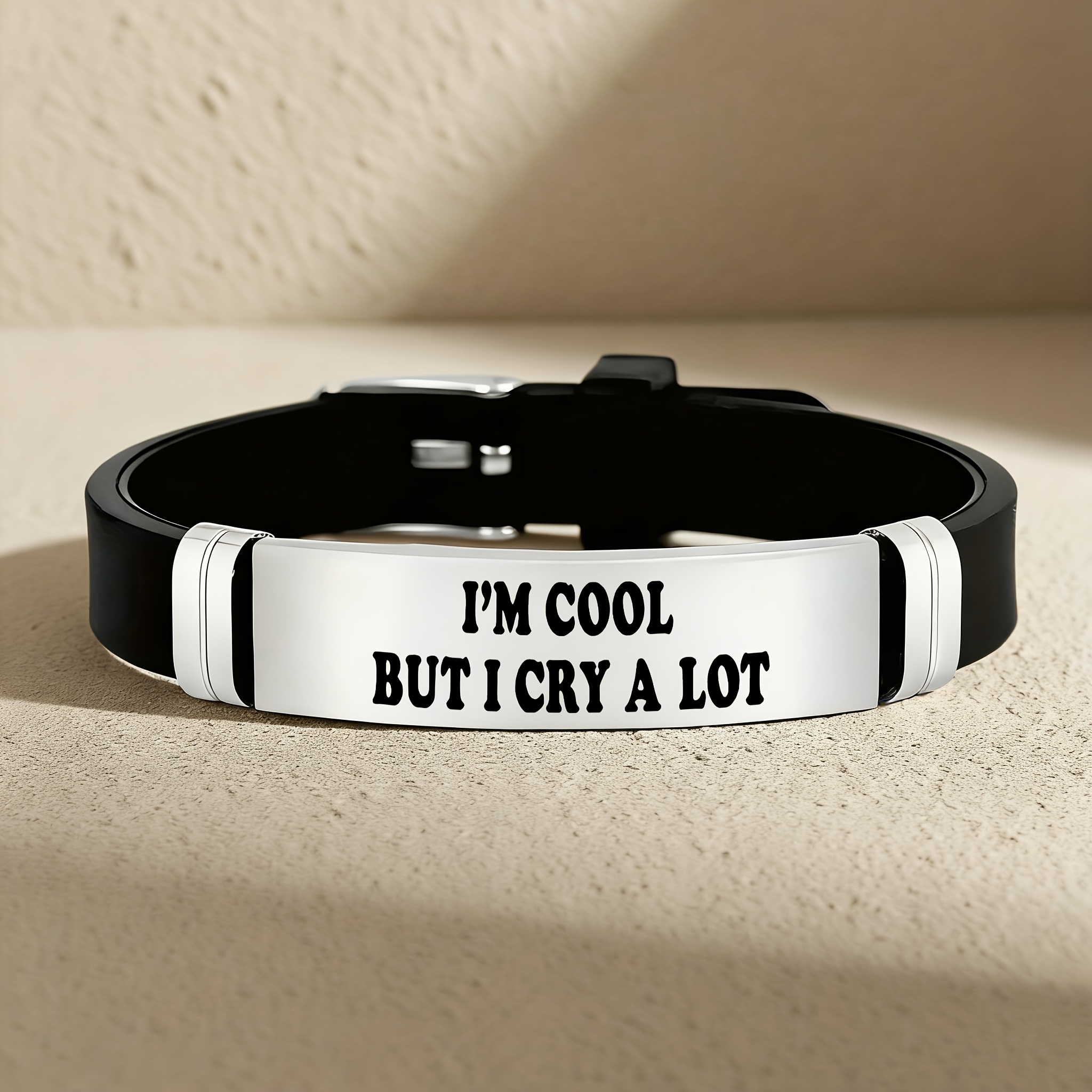 Personalized Stainless Steel Silicone Bracelet, Fun Design