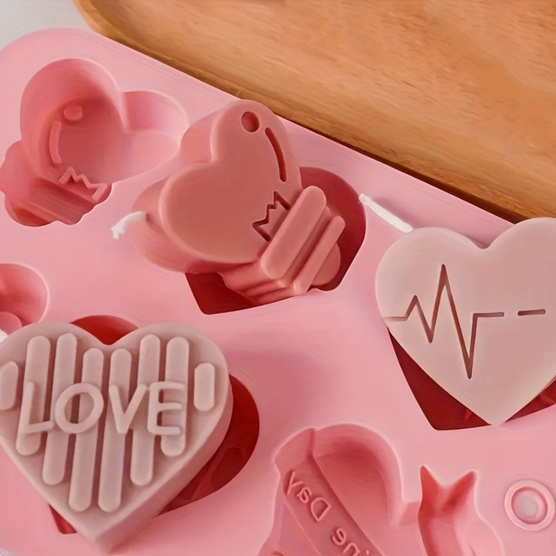 

1pc Silicone Heart-shaped Soap Mold, Hybrid Love & Heartbeat Design, Diy & Candle Crafting Mold