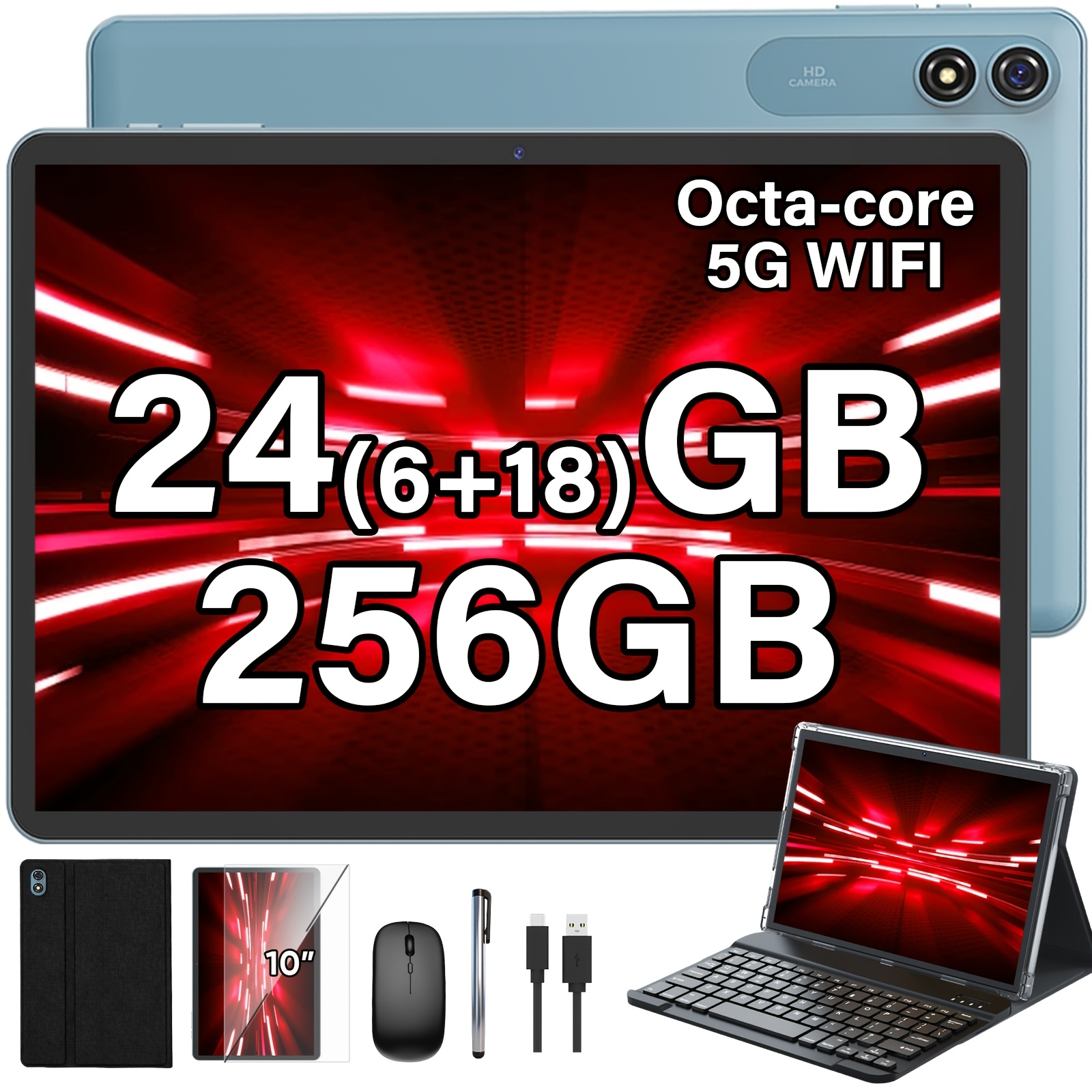 Nov tablični računalnik, 24(6+18)GB RAM + 256GB ROM, osemjedrni procesor, tablični računalnik 15 s tipkovnico, etuijem, brezžično miško,
