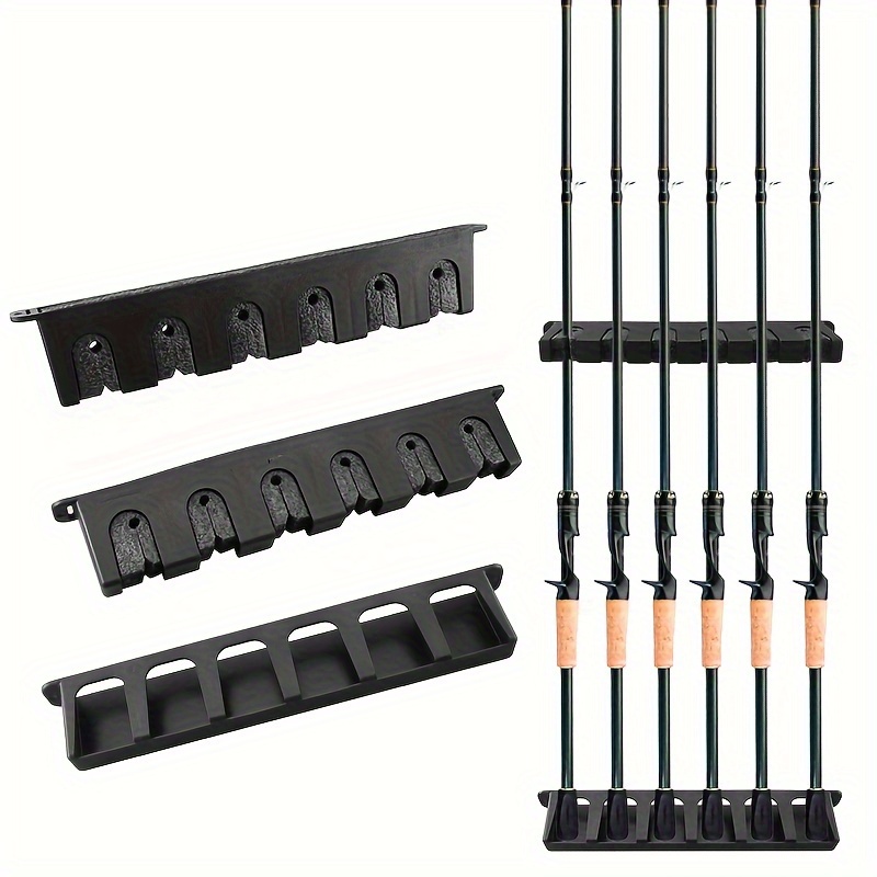 

1pc Abs Black Fishing Rod Holder - Space-saving 6-hole Design For , Home & Garage