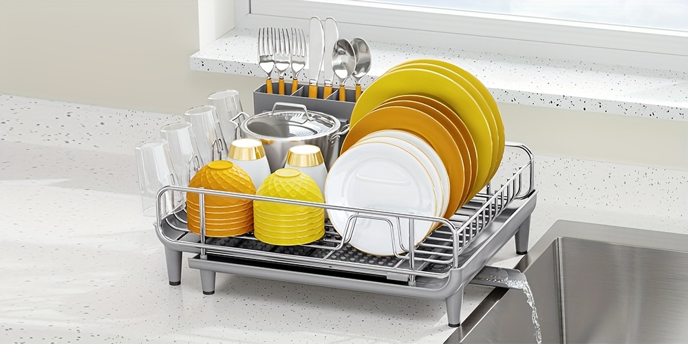   expandable dish drying rack foldable stainless steel drainer with cutlery holder large size for kitchen counter Product details 4