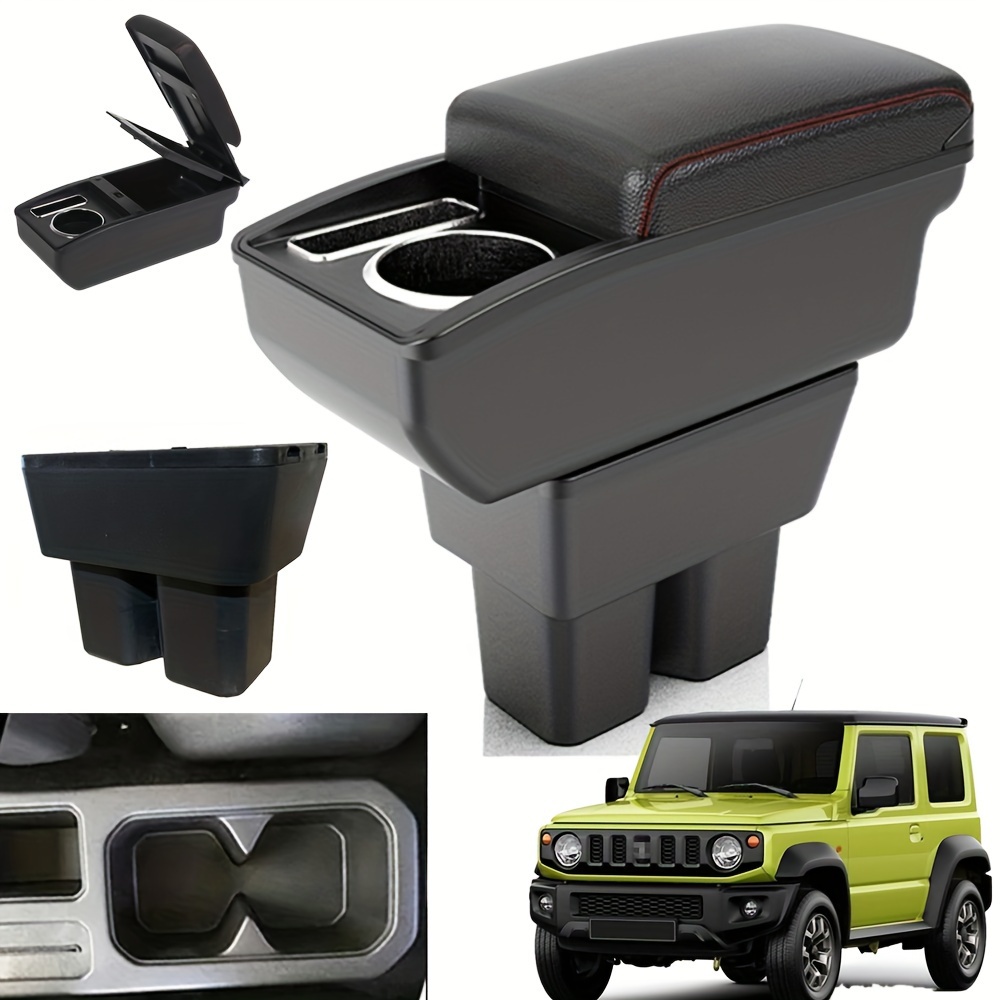 TEMU For Center Console Storage Box, 2018-2025 Model, Abs Resin, Sliding Panel, Dual-layer, Cup Holder, Phone Slot, Rest, Interior Car Accessory