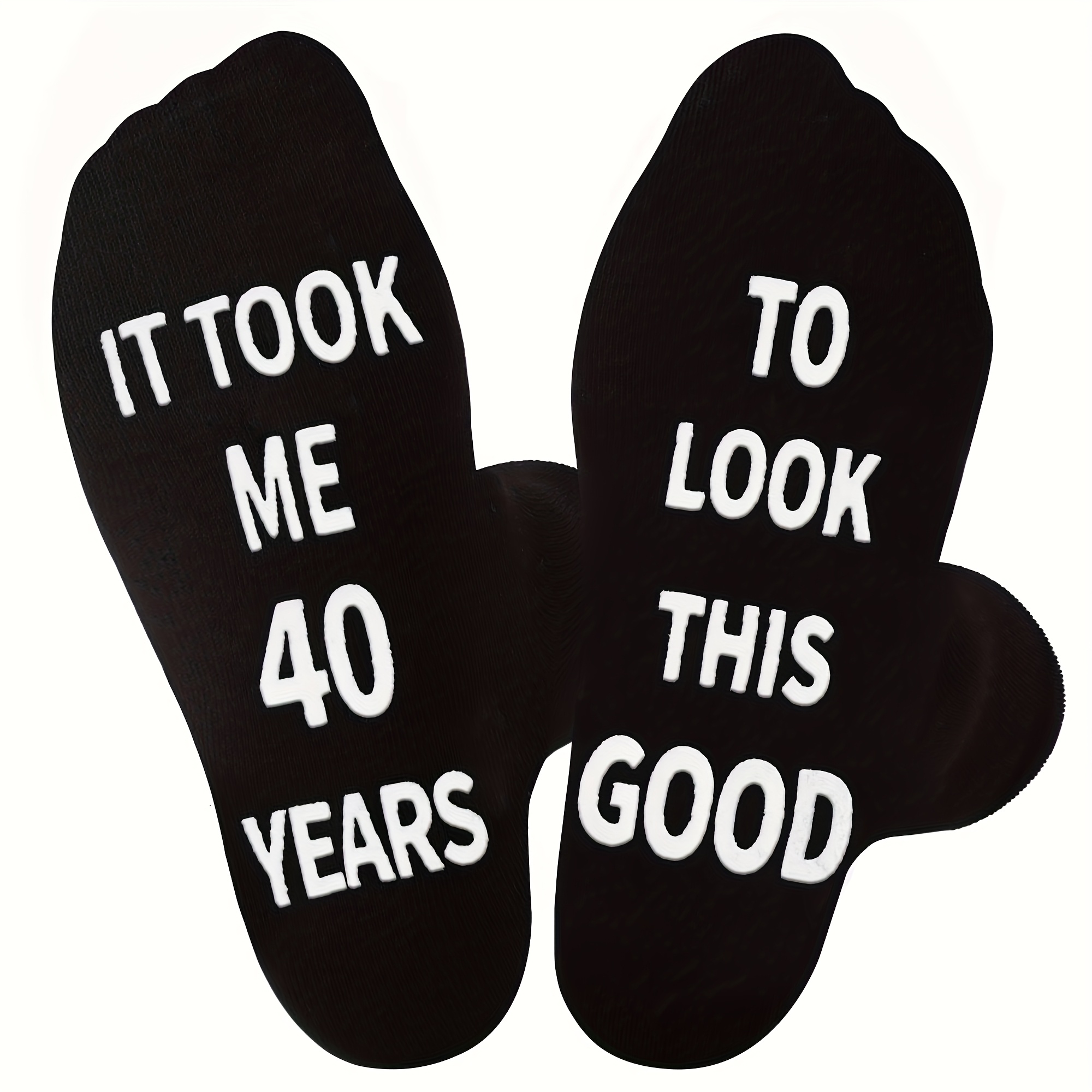 

1 Pair Valporia "it Me To Look This Good" Humorous Non-slip Socks - Perfect Funny 40th Birthday Gift For Dad, Mom, , Husband - Soft, Breathable Polyester , Fits Us 7-13, Cute Socks