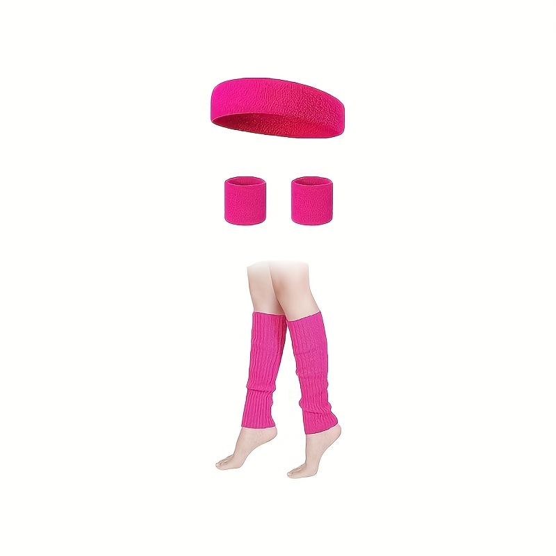E-shop 5 Stück 1 Stirnband + 2 Armbänder + 1 Paar Leggings 1980er-Jahre Sportanzug Fitness Laufen Marathon Leggings Damen Fitnessprodukte