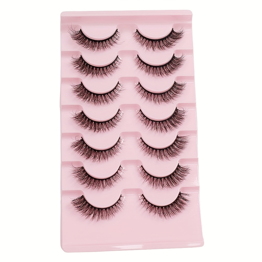 Image of 7 Pairs Of Fluffy, Slim, Curly Eyelashes For Extended Use, Suitable For , Parties, Makeup, Ladies' And Ladies' Gifts