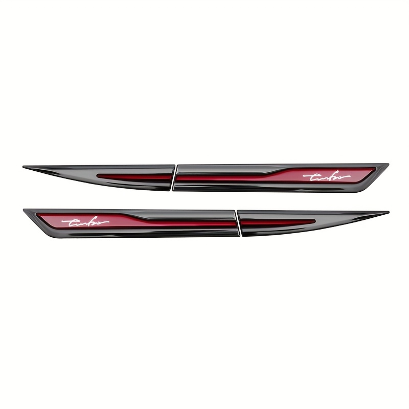 Image of Set Of 2 Metal Stickers For Car Fenders Featuring Turbo Lettering, Universal Car Decals For Modifications.