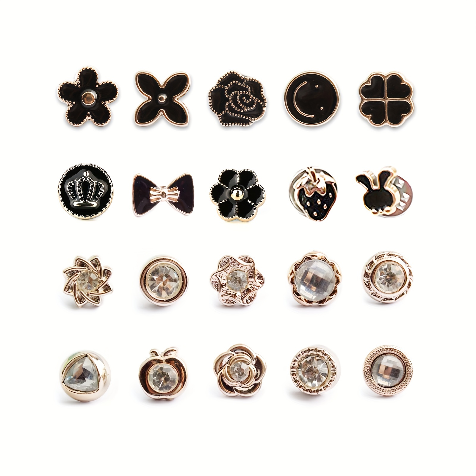 20 Pcs Rhinestone Buttons Clothes Decorative Pins Mini Cover Up