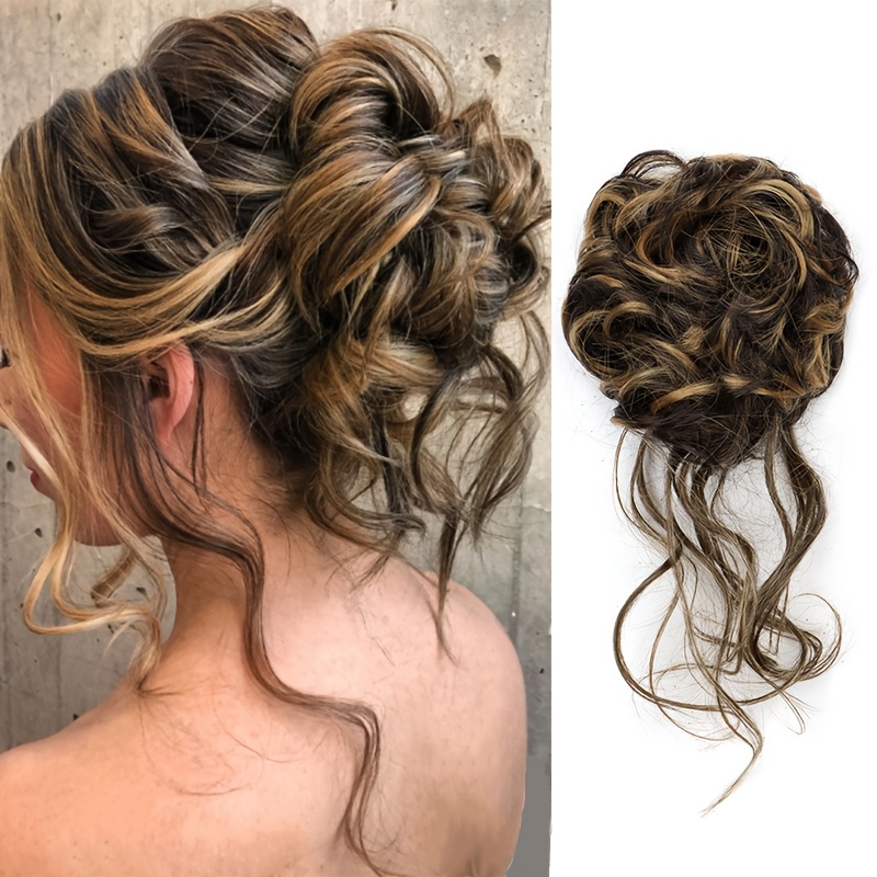 elegant womens synthetic curly donut hair extension easy to style for daily wear christmas parties details 9