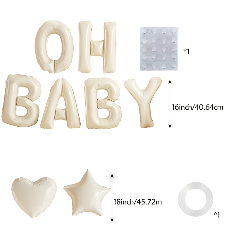 Image of 16 Inch Cream White Letter Mylar Foil Balloon Set, Wall Backdrop Photo Booth Props For Shower, Valentine's Day, Proposal, Engagement Ceremony, Wedding And Birthday Indoor Party Decorations