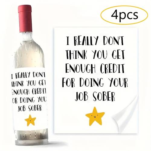4pcs humorous boss appreciation wine bottle labels i really dont for enough credit design ideal holiday gift for men women celebrating your superior