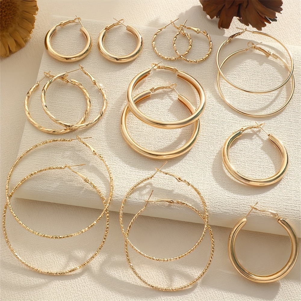 

Set Of 16 Elegant And Simple Twisted Glossy Hoop Earrings For Women, Suitable For Daily Wear, Parties, Vacations, Dates, And Gifts