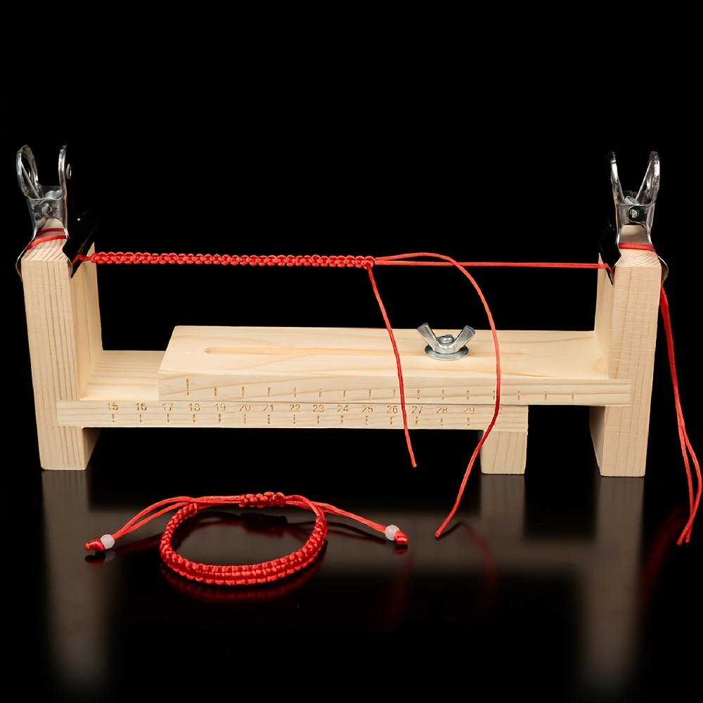 Adjustable Wooden Bracelet Maker, Hand Woven Bracelet Fixture Set, With 2 Clamp Bracelet Weaving Tools, U-shaped Transparent Scale Bracelet Making Frame